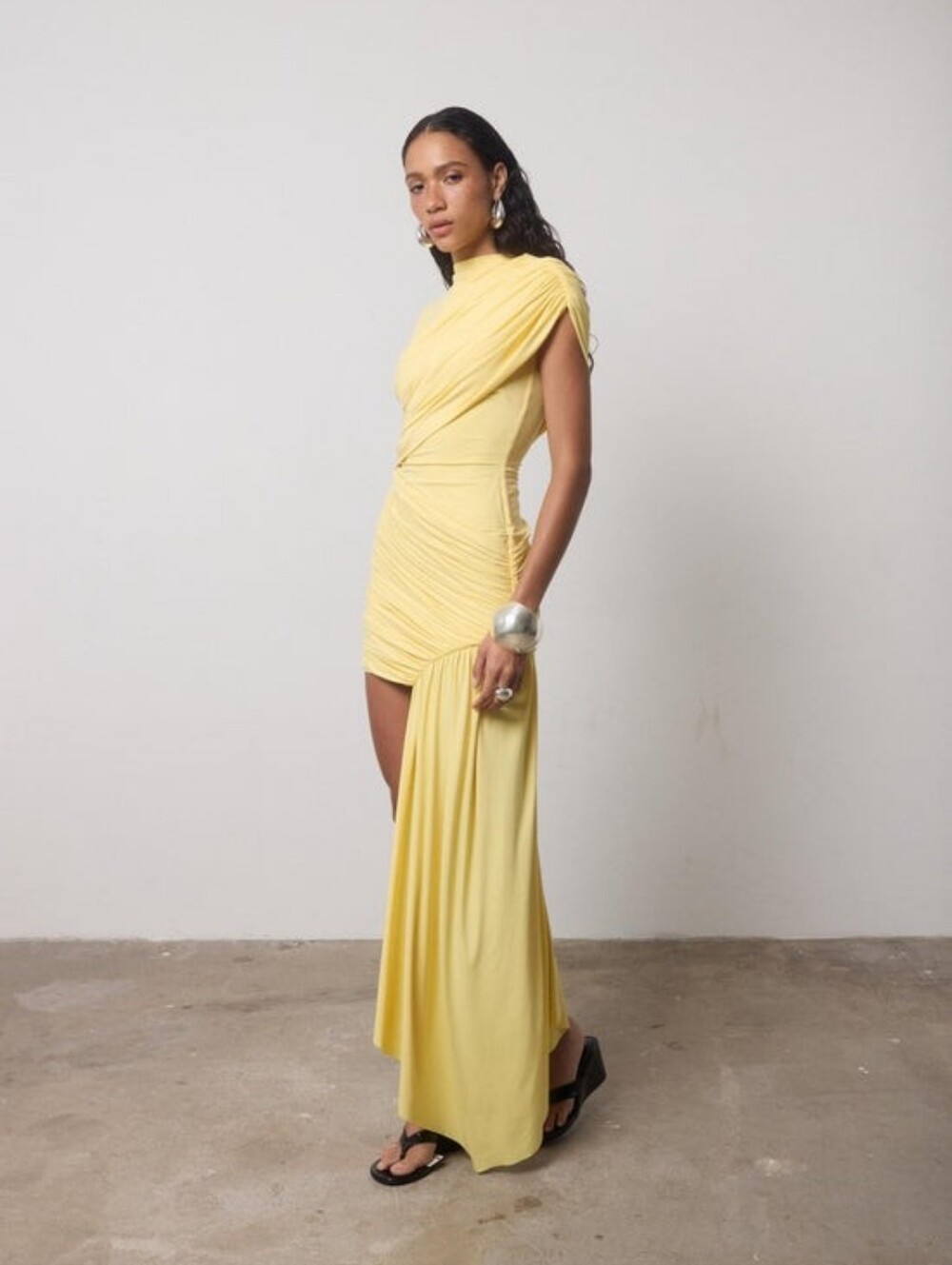 DE. LA. VALI RAVENNA MINI DRESS IN BABY YELLOW JERSEY Size US 6